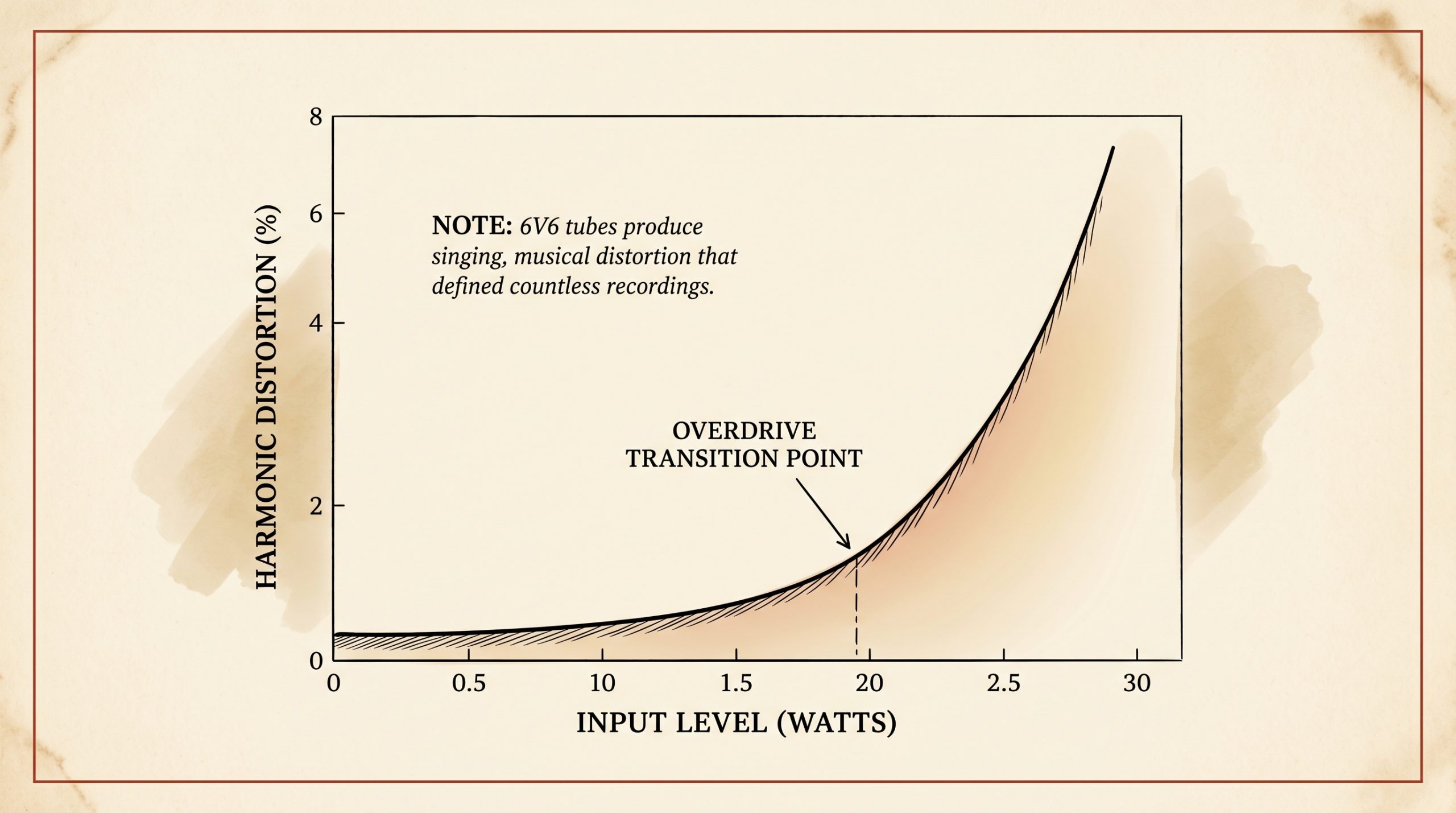 6v6 power tube distortion curve fender deluxe reverb breakup characteristics