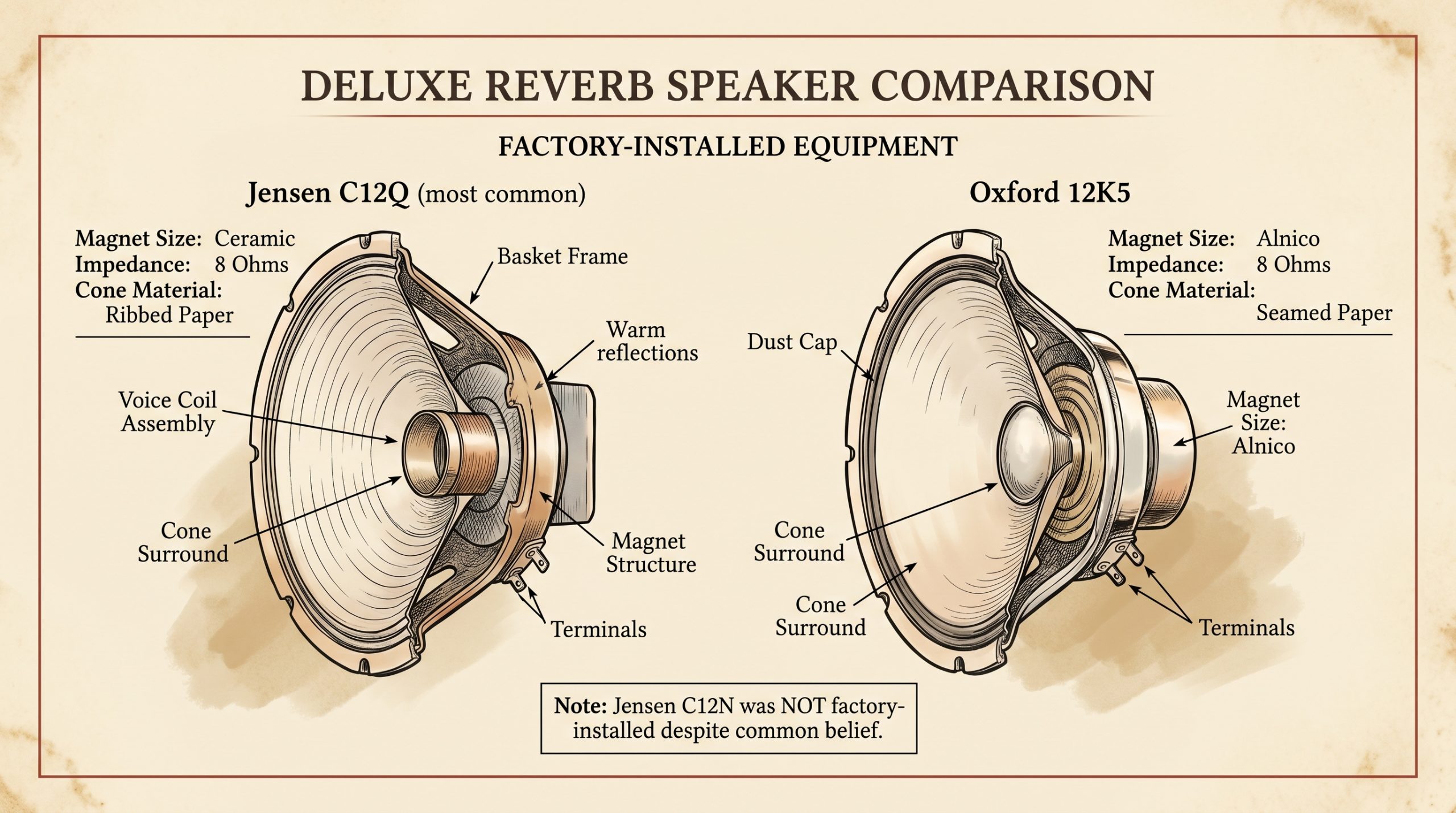 jensen c12q oxford 12k5 deluxe reverb speaker specifications
