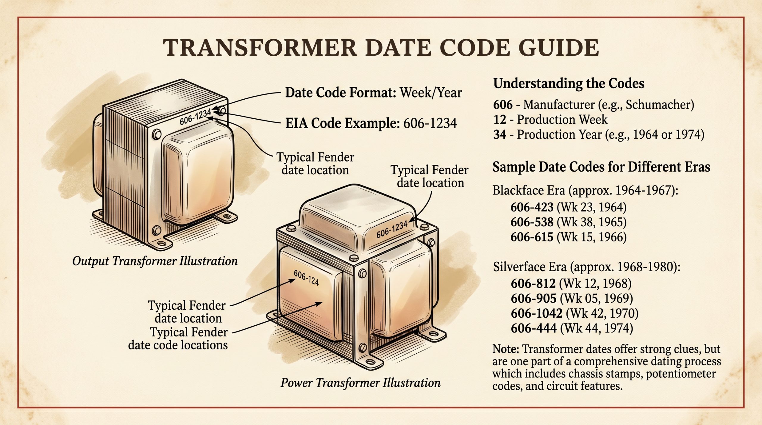 fender deluxe reverb output transformer power transformer dating codes
