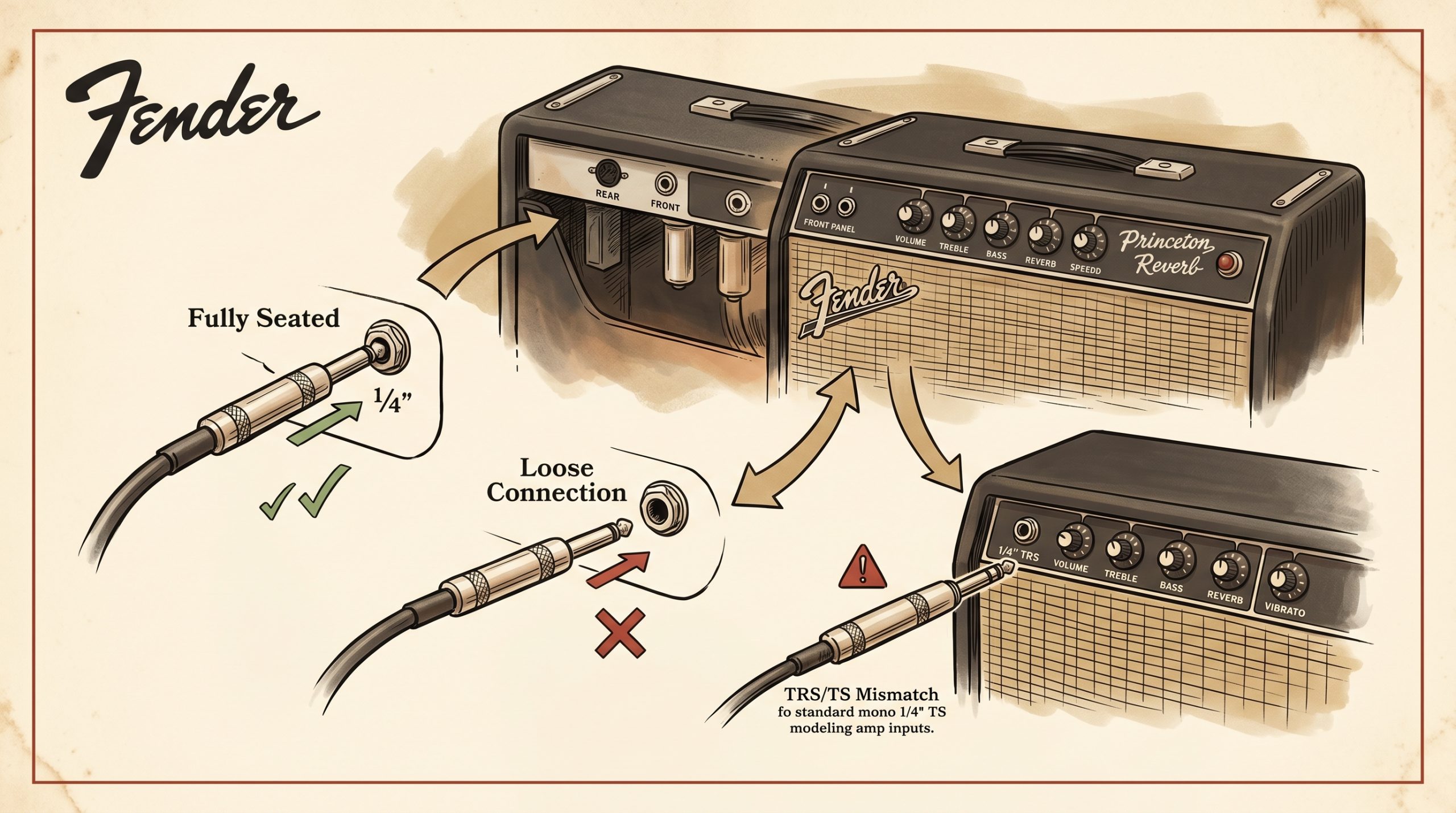 fender amplifier input jack guitar cable connection diagram
