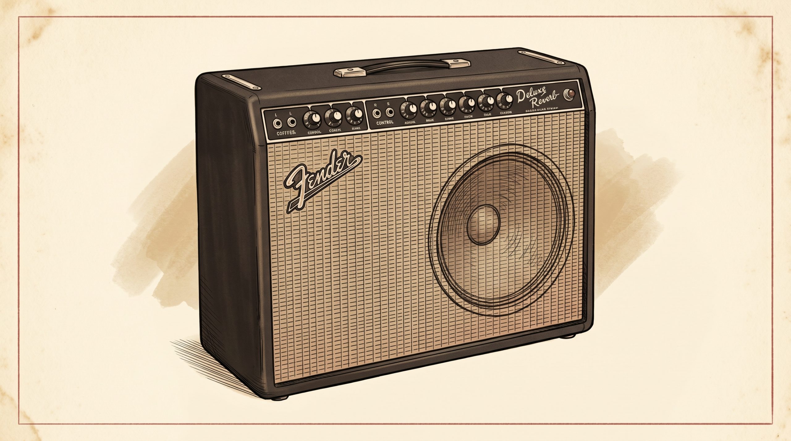 vintage fender deluxe reverb 22w tube amplifier with 12-inch speaker