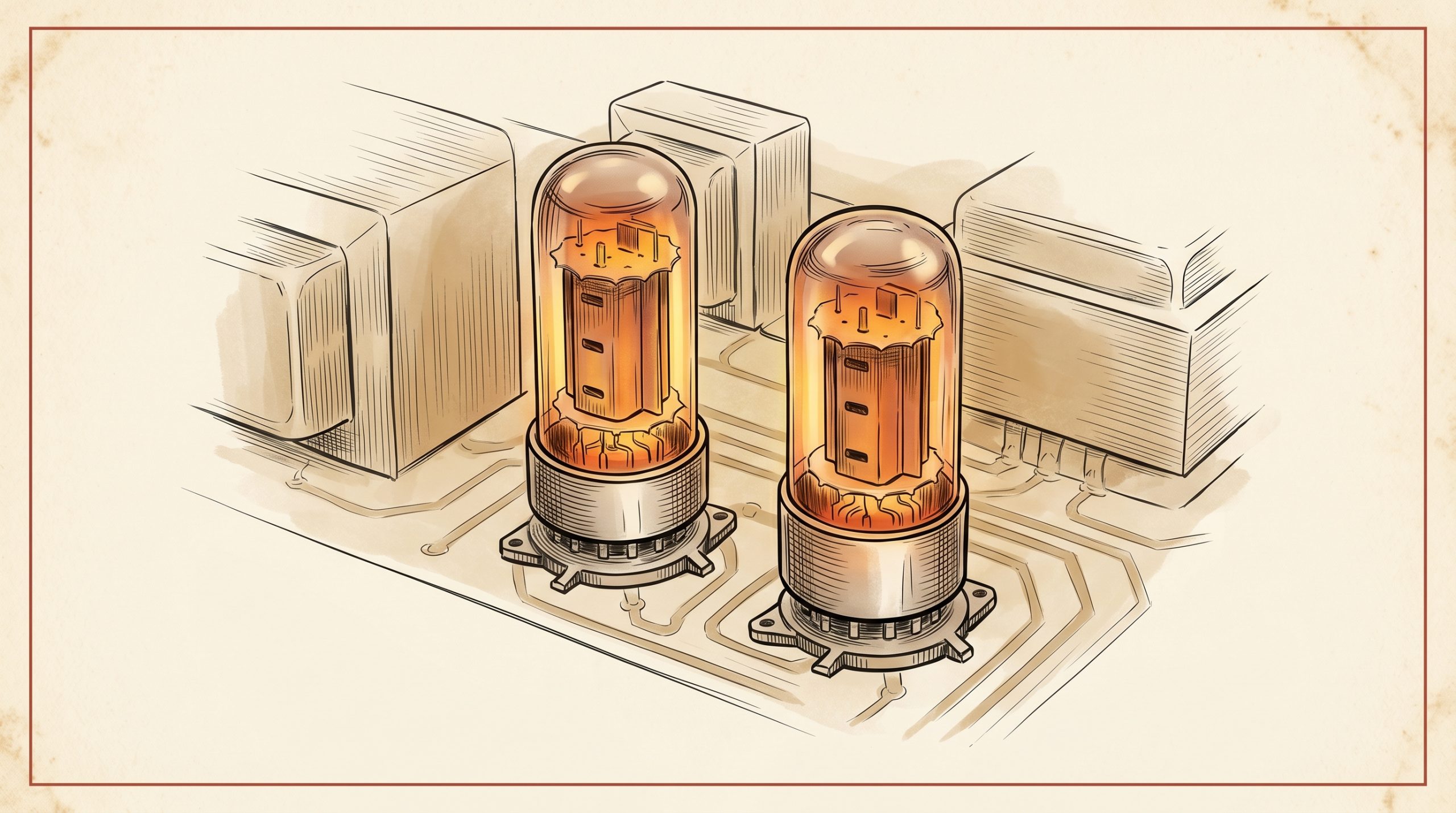 6V6GT tubes glowing in Fender Deluxe Reverb amplifier chassis