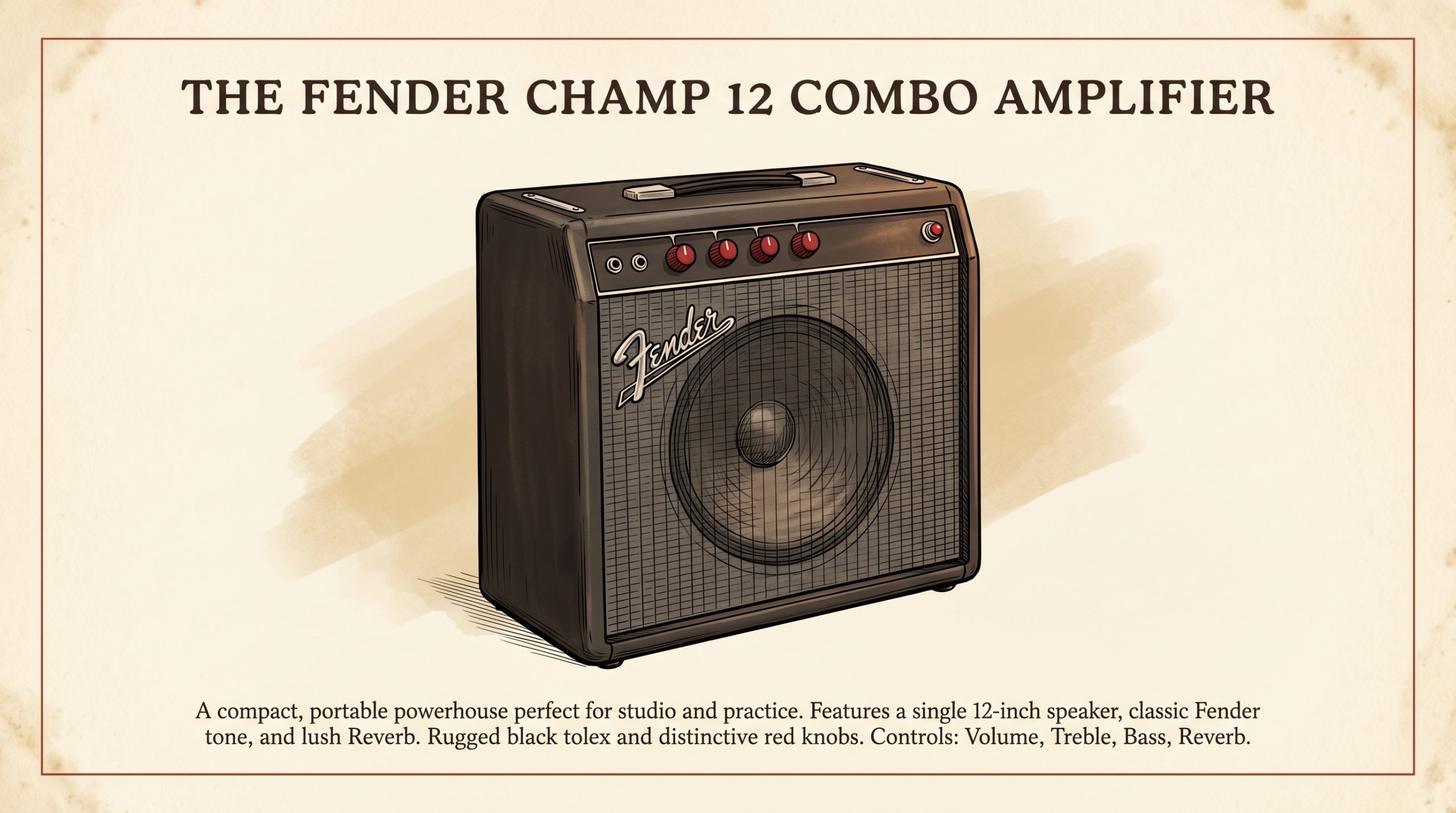 Fender Champ 12 all-tube combo amplifier black tolex red knobs