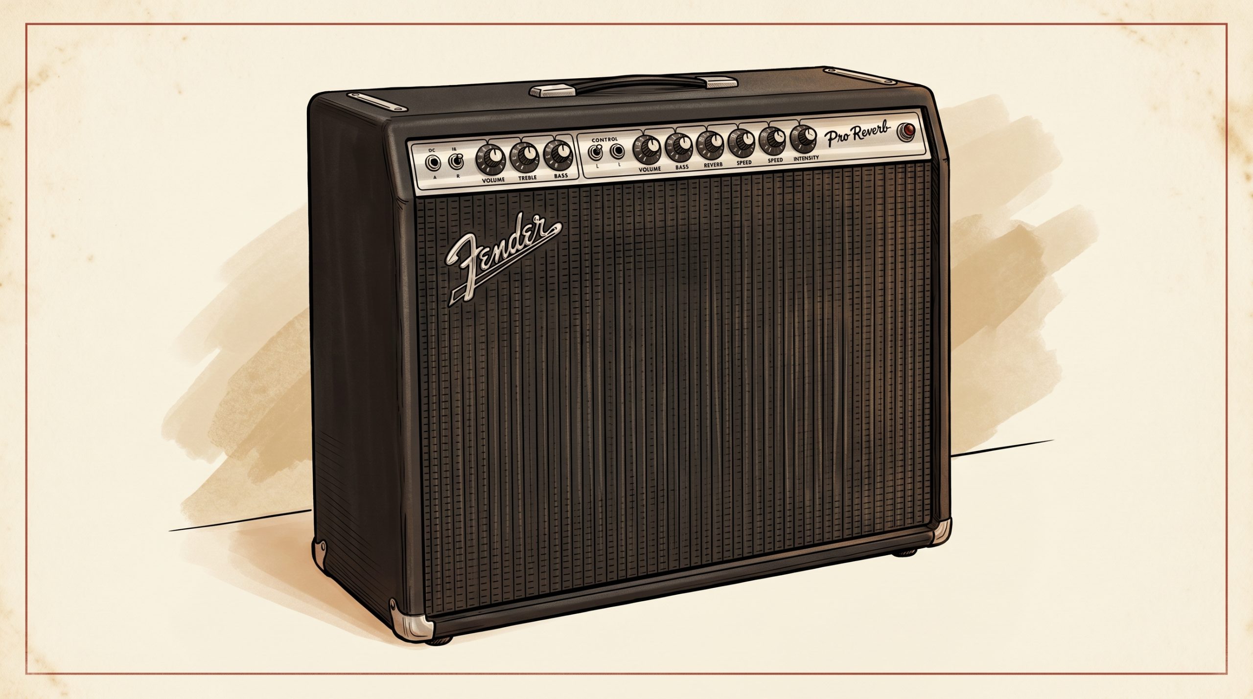 Fender Pro Reverb blackface 2x12 tube amplifier vintage catalog illustration