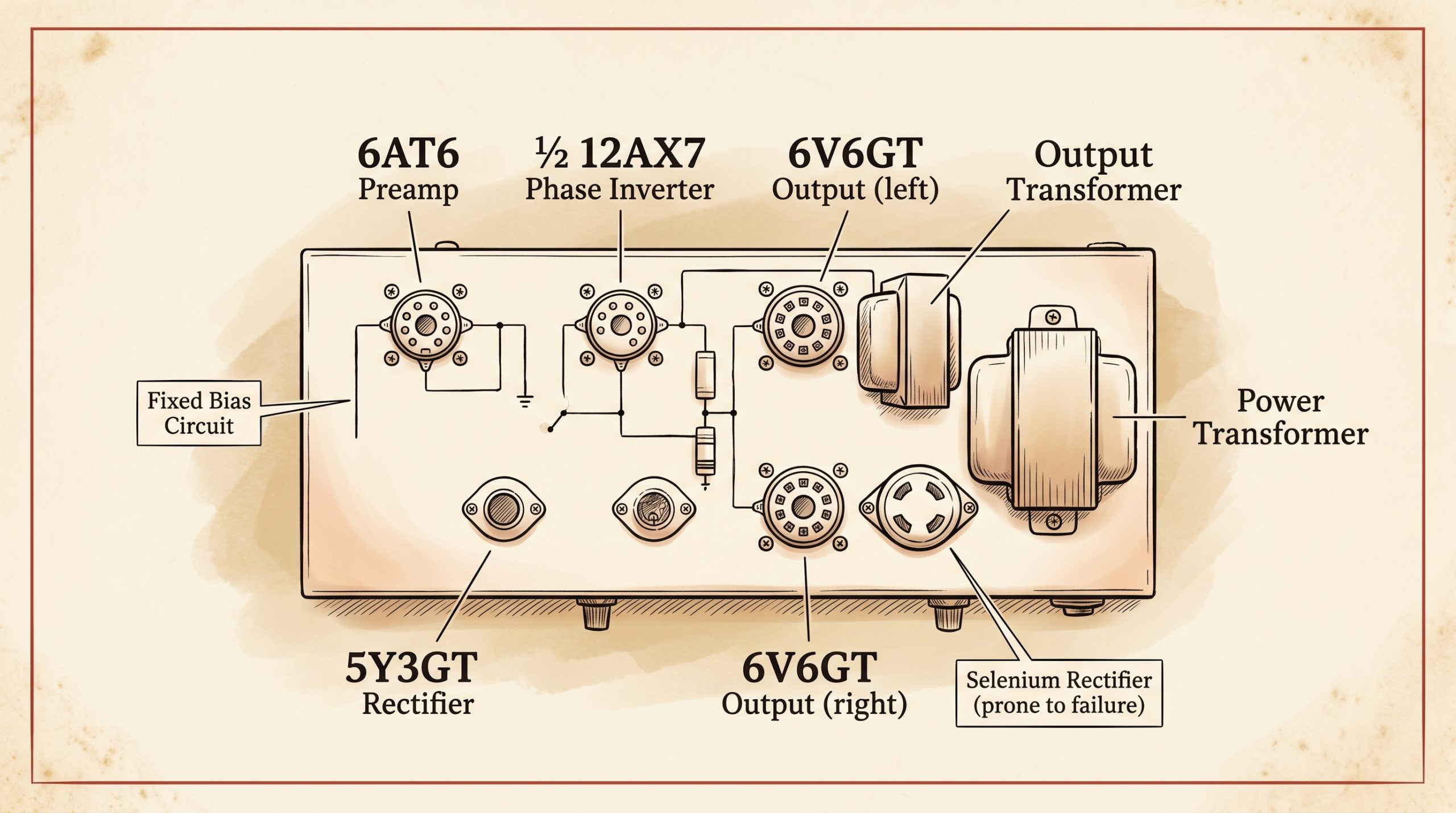 Fender Harvard 5F10 tube complement and socket layout identification