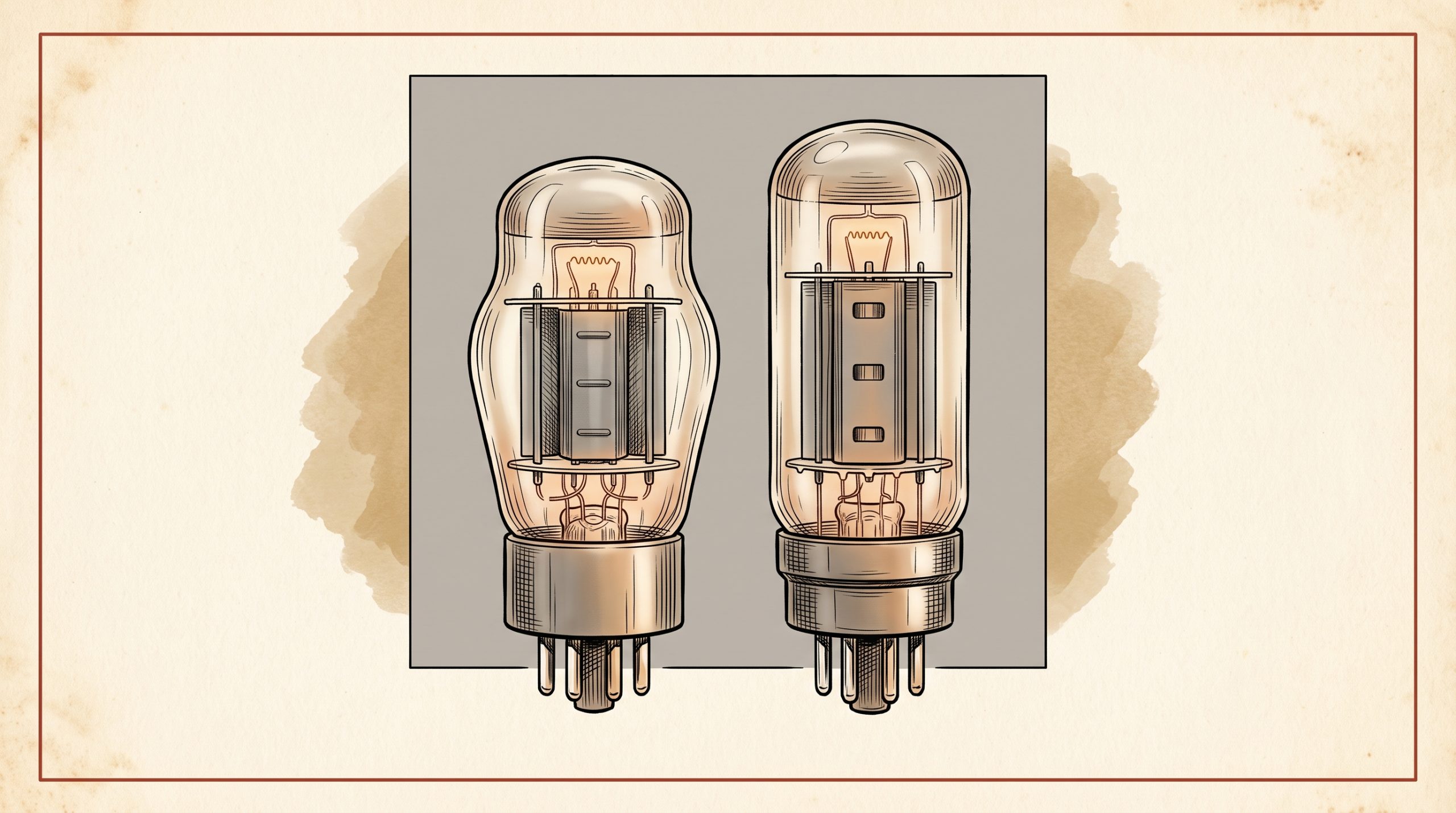 5881 and 6L6GC power tubes side-by-side octal beam tetrodes