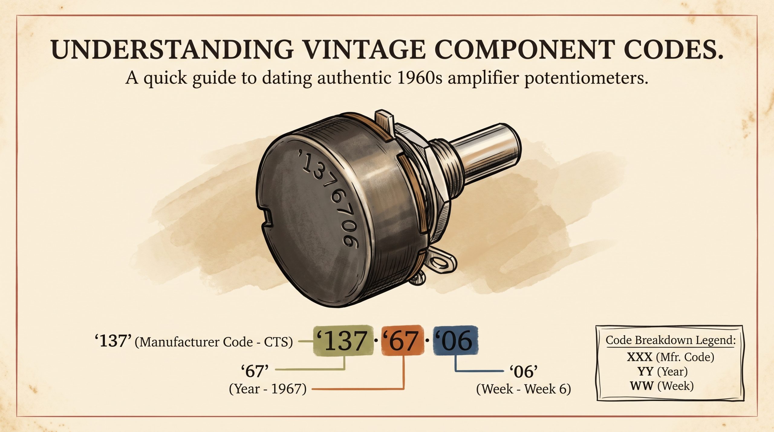 EIA potentiometer code format 137-67-06 manufacturer year week breakdown