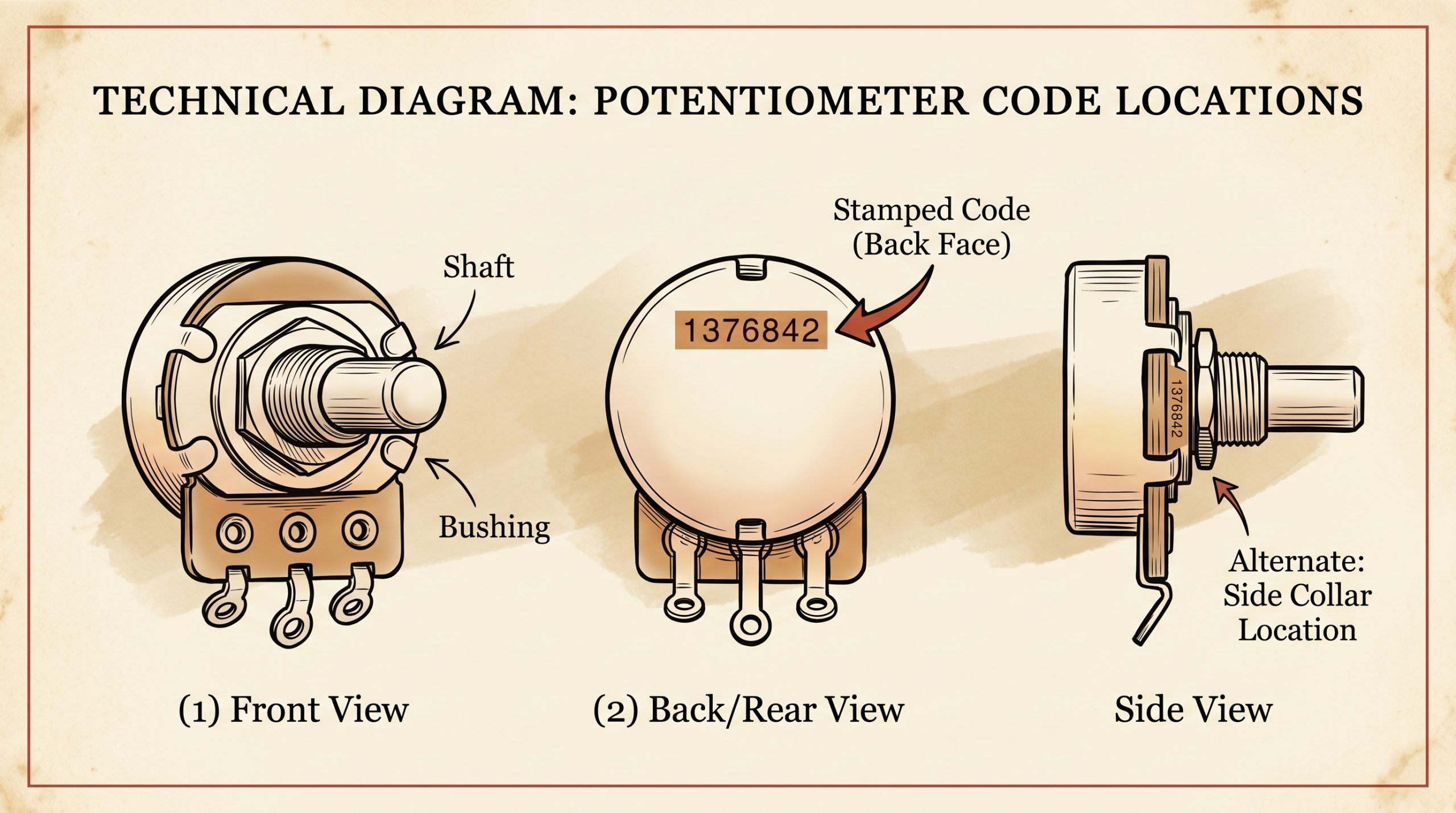 potentiometer back face showing stamped EIA code location and orientation