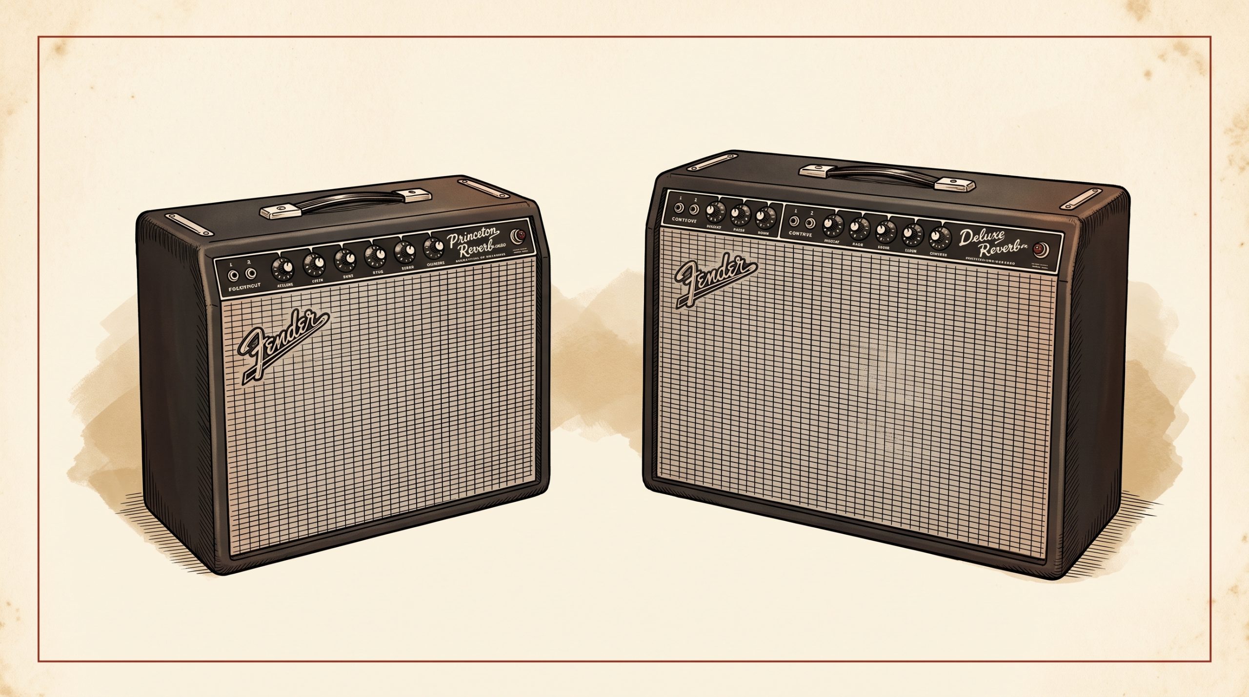 vintage fender princeton reverb deluxe reverb blackface amplifiers side by side