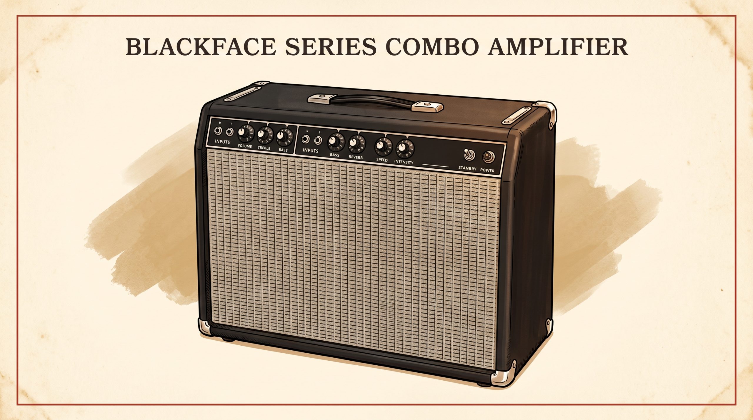 vintage fender blackface combo amplifier catalog illustration