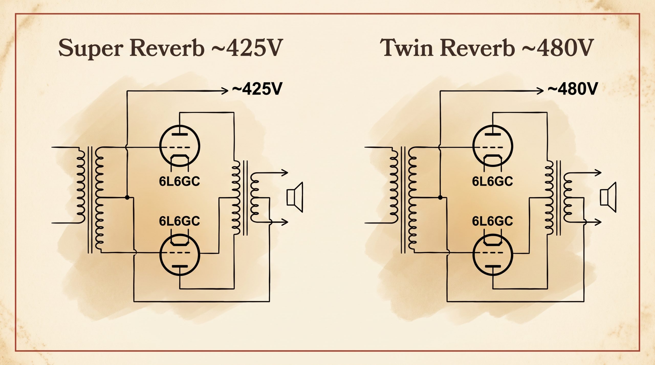AB763 blackface super reverb twin reverb plate voltage output stage schematic