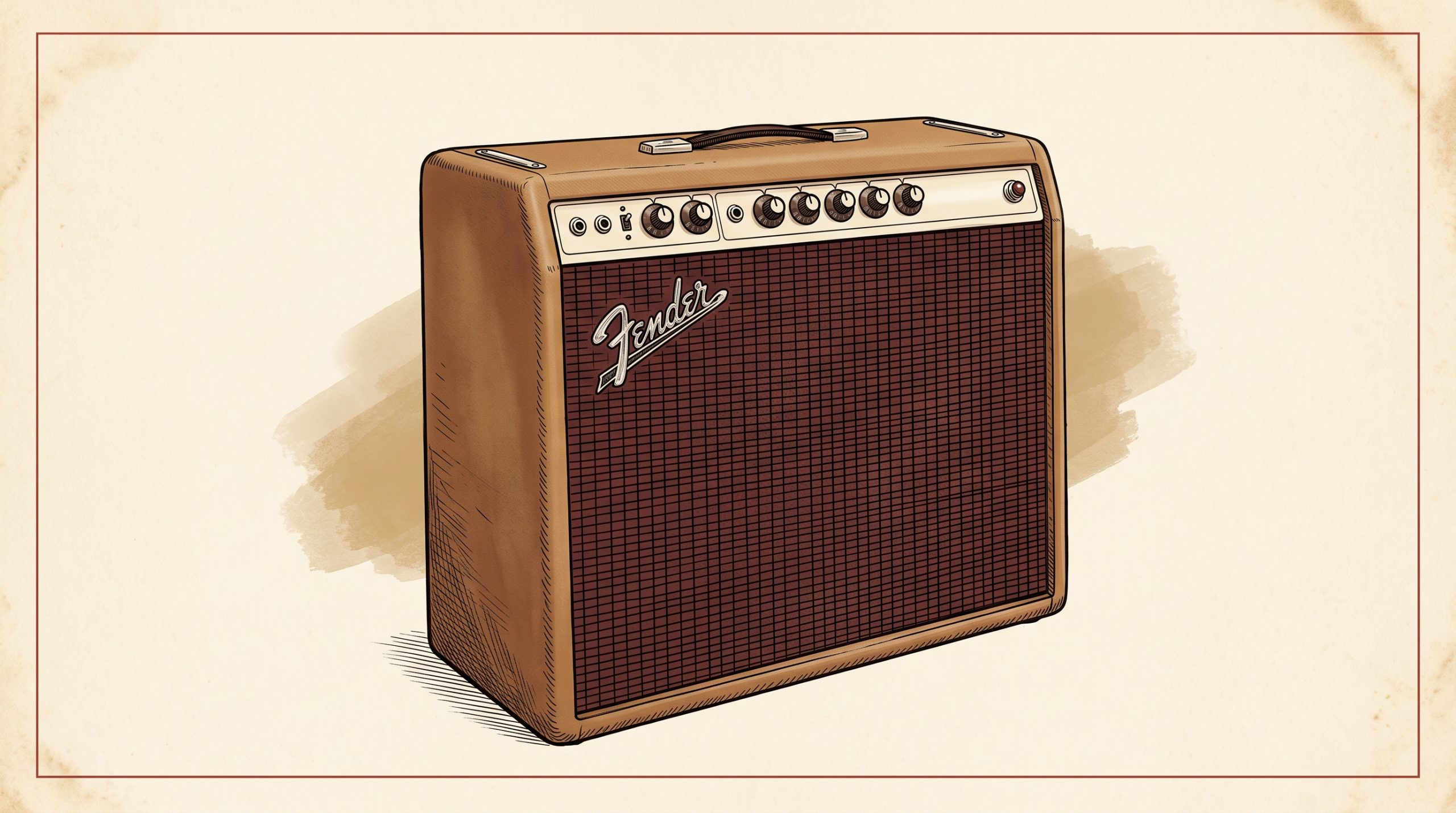 1962 Fender Brownface Deluxe amplifier brown Tolex oxblood grille cream panel