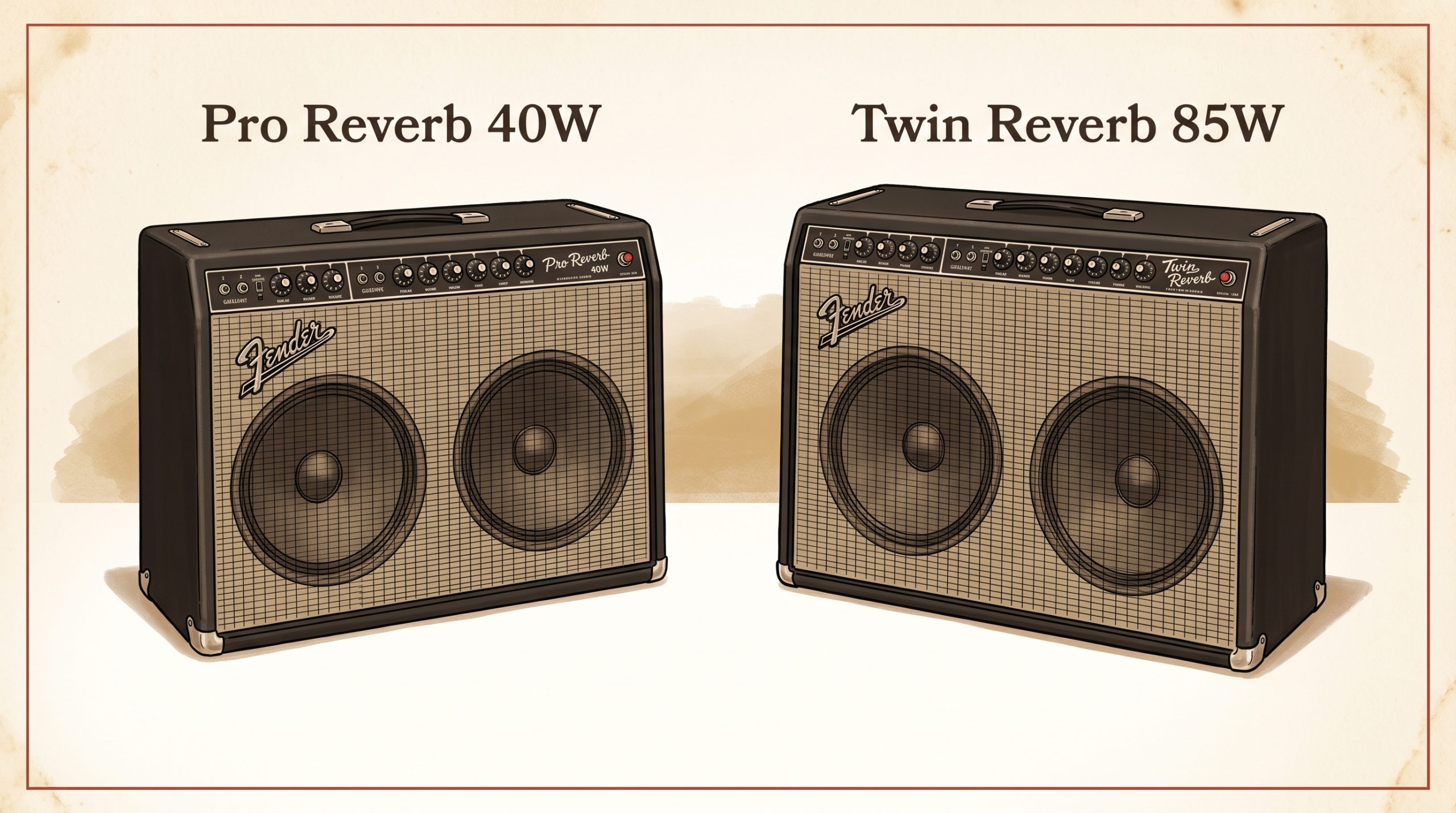 blackface fender pro reverb 40w and twin reverb 85w side by side