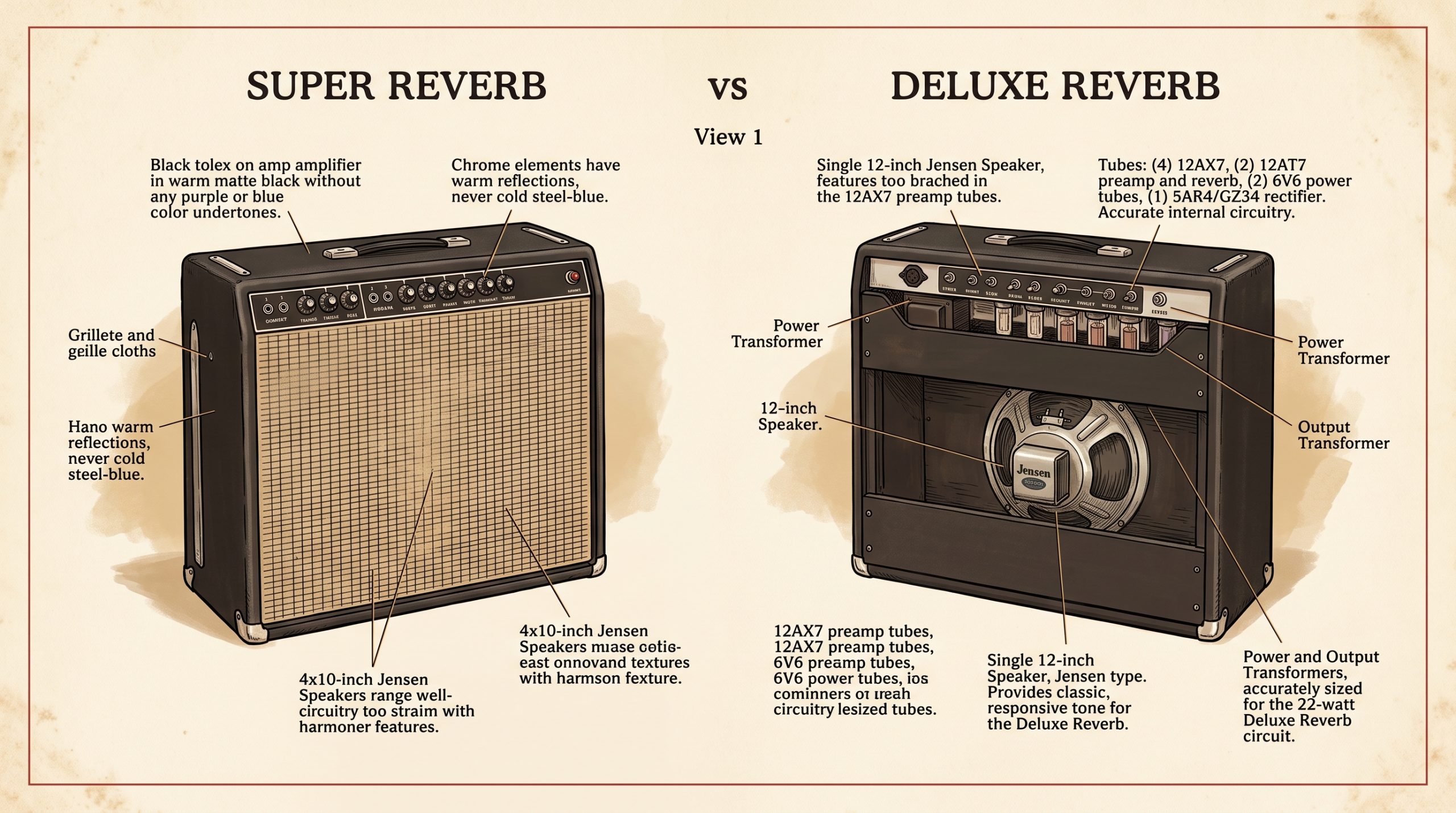 super reverb vs deluxe reverb overview diagram