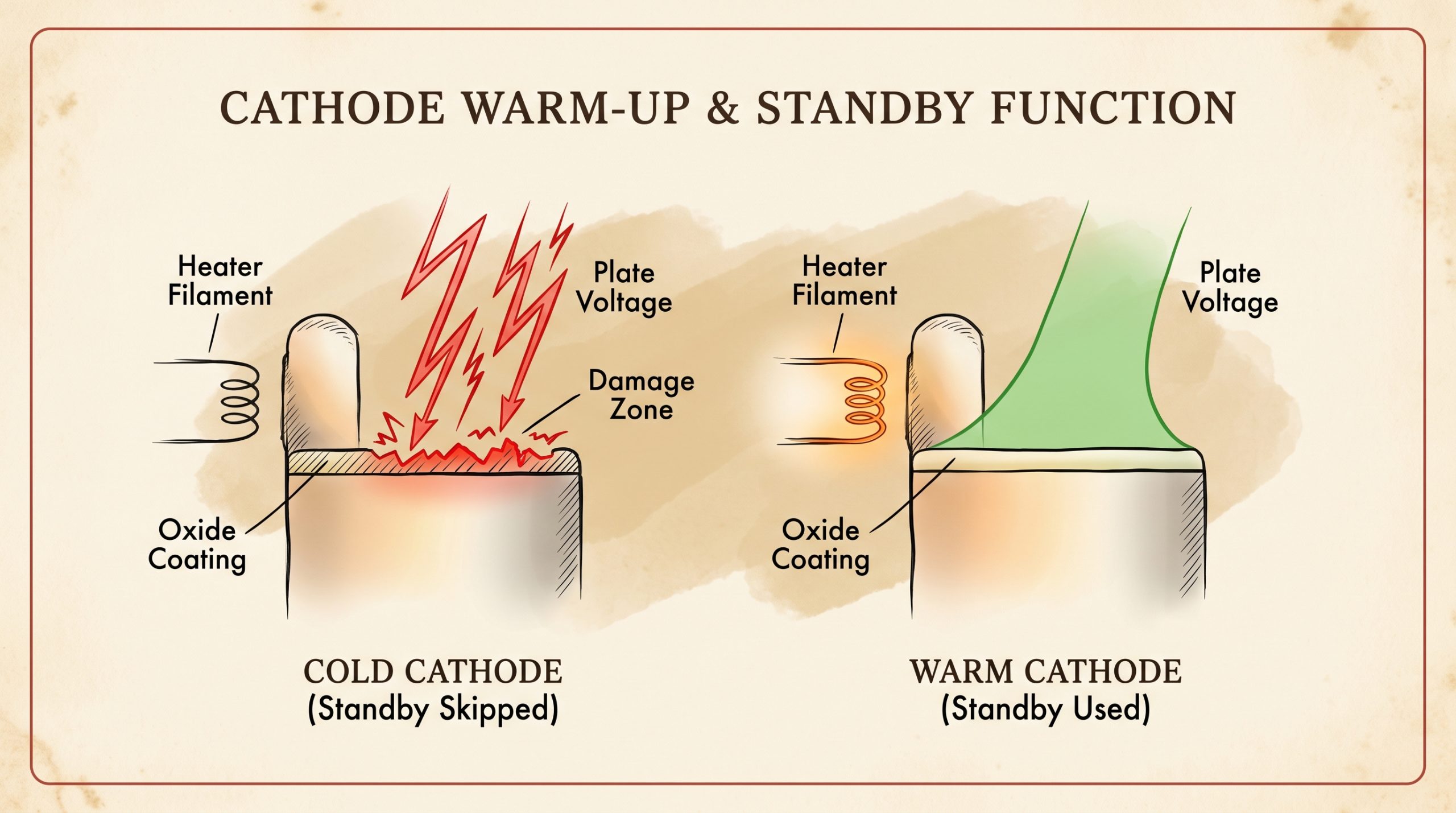cathode poisoning cold tube high voltage damage mechanism diagram